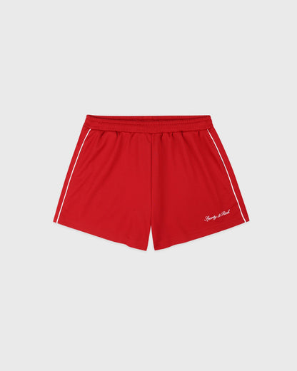 Sporty & Rich Signature Logo Retro Track Short - Ruby
