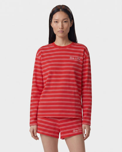 Sporty & Rich Signature Logo Easy Longsleeve - Ruby