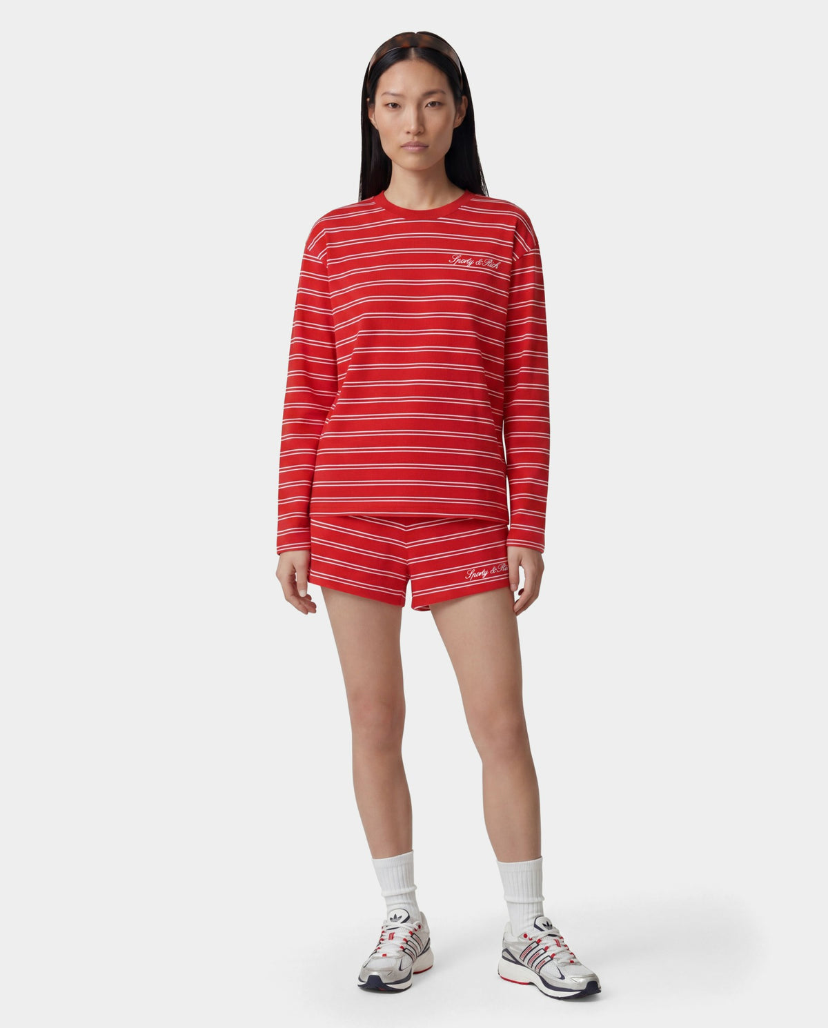 Sporty & Rich Signature Logo Easy Longsleeve - Ruby