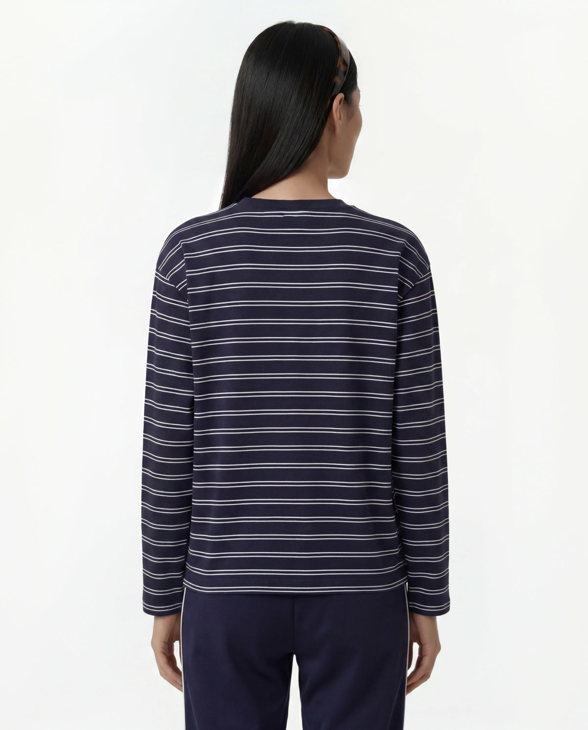 Sporty & Rich Signature Logo Easy Longsleeve - Dark Navy