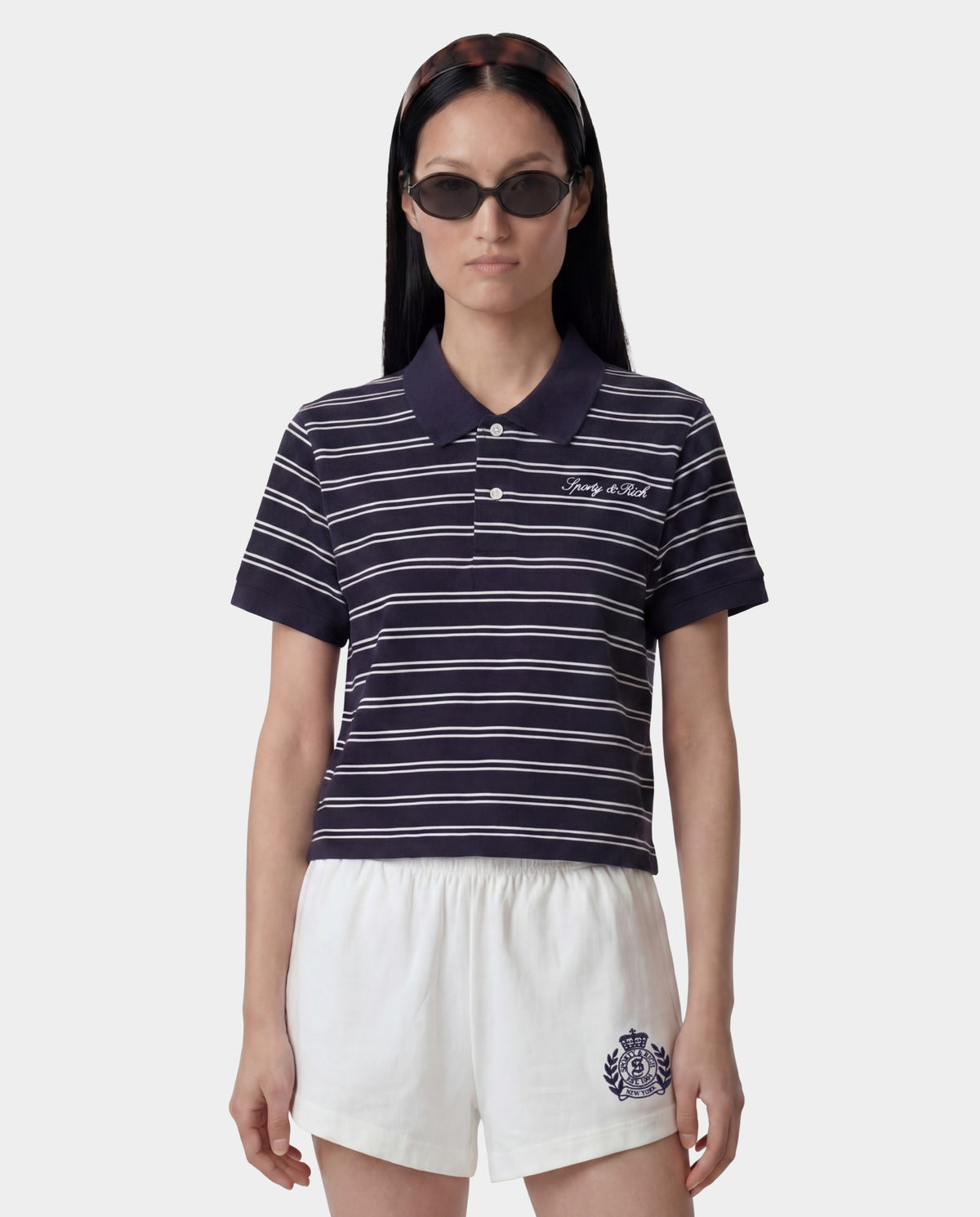 Sporty & Rich Signature Logo Polo - Dark Navy