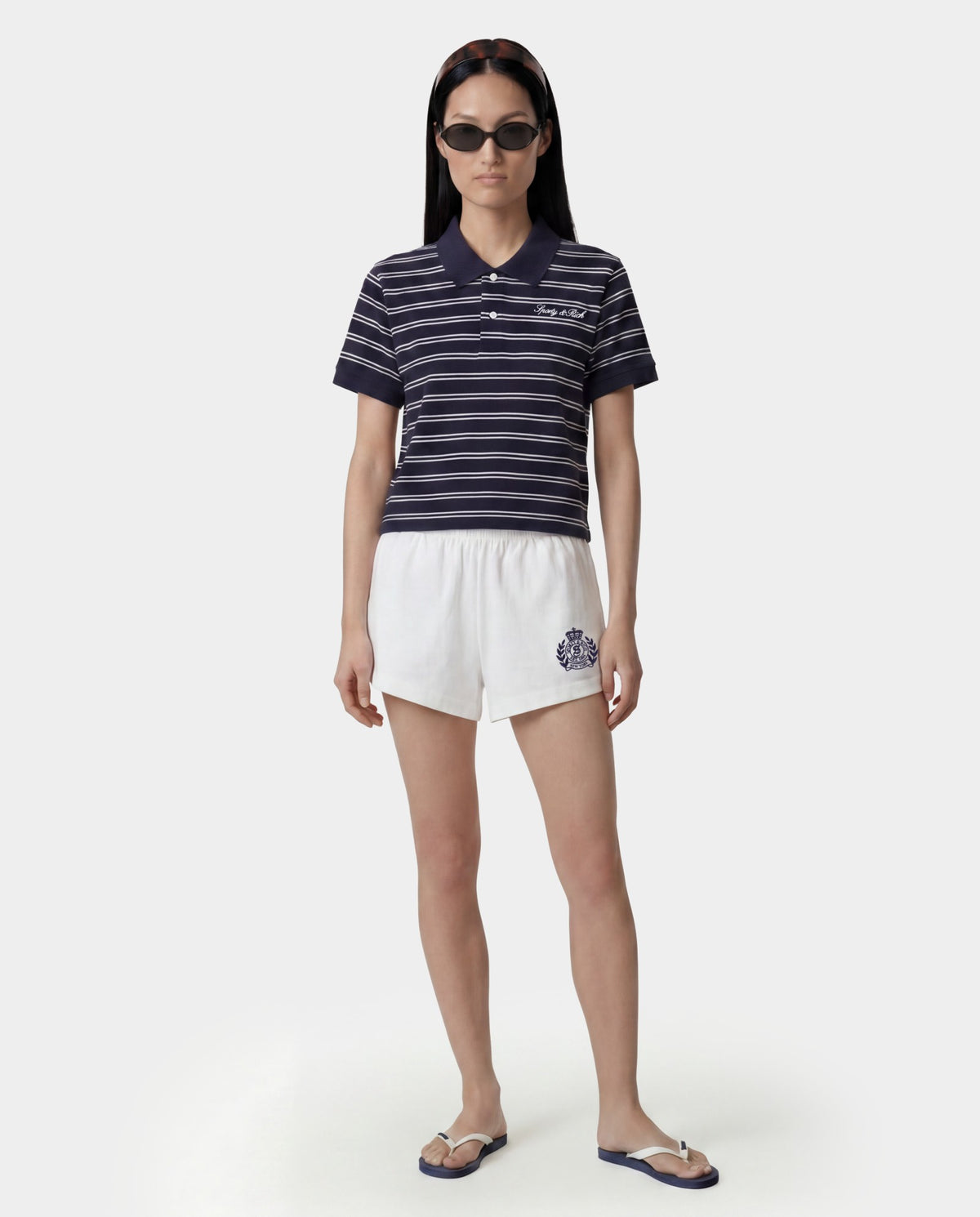 Sporty & Rich Signature Logo Polo - Dark Navy