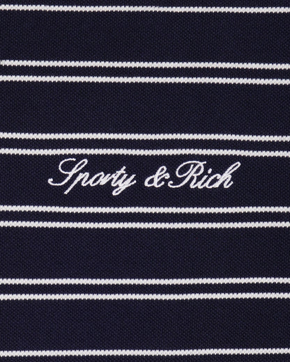 Sporty & Rich Signature Logo Polo - Dark Navy