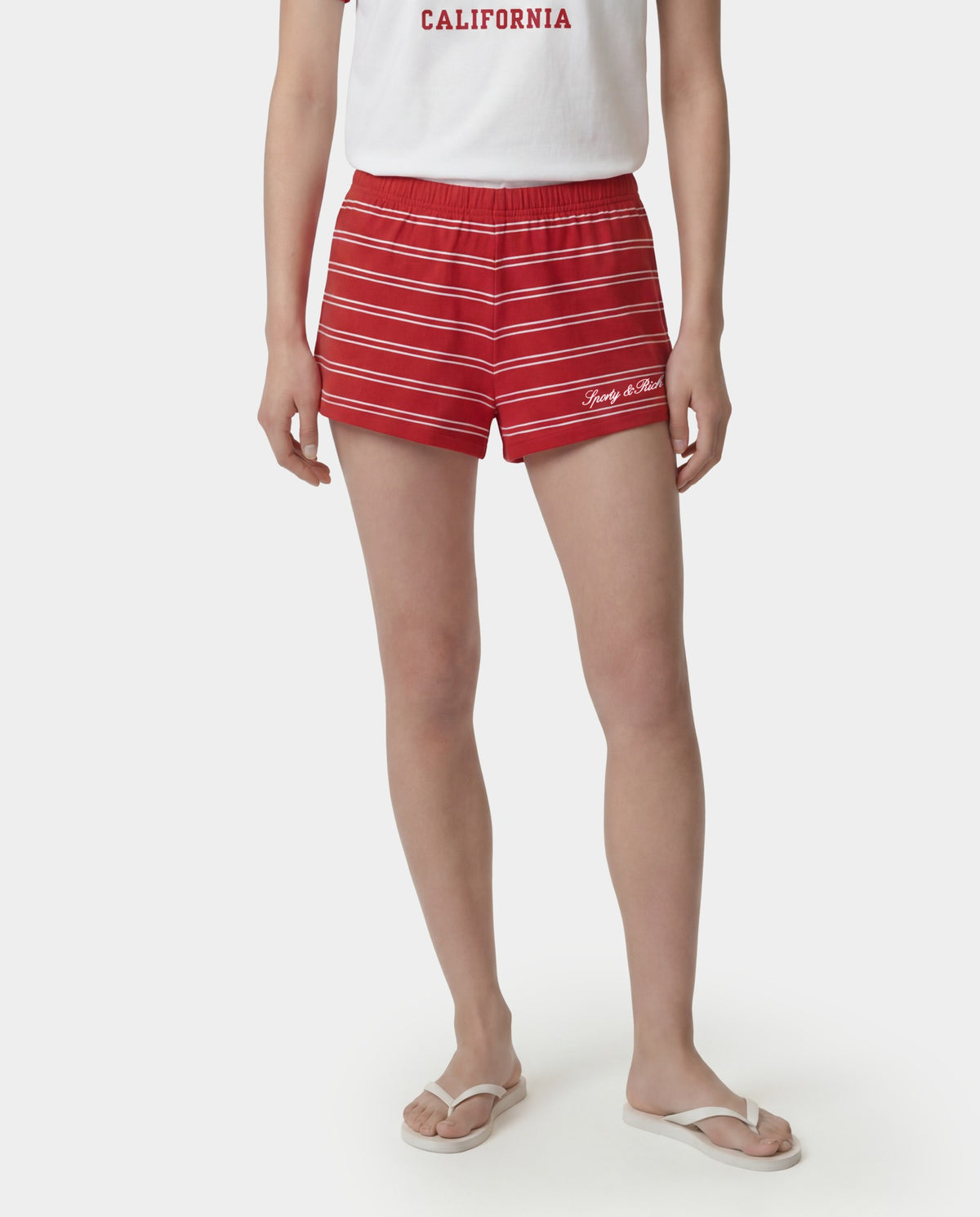 Sporty & Rich Signature Logo Short Short - Ruby