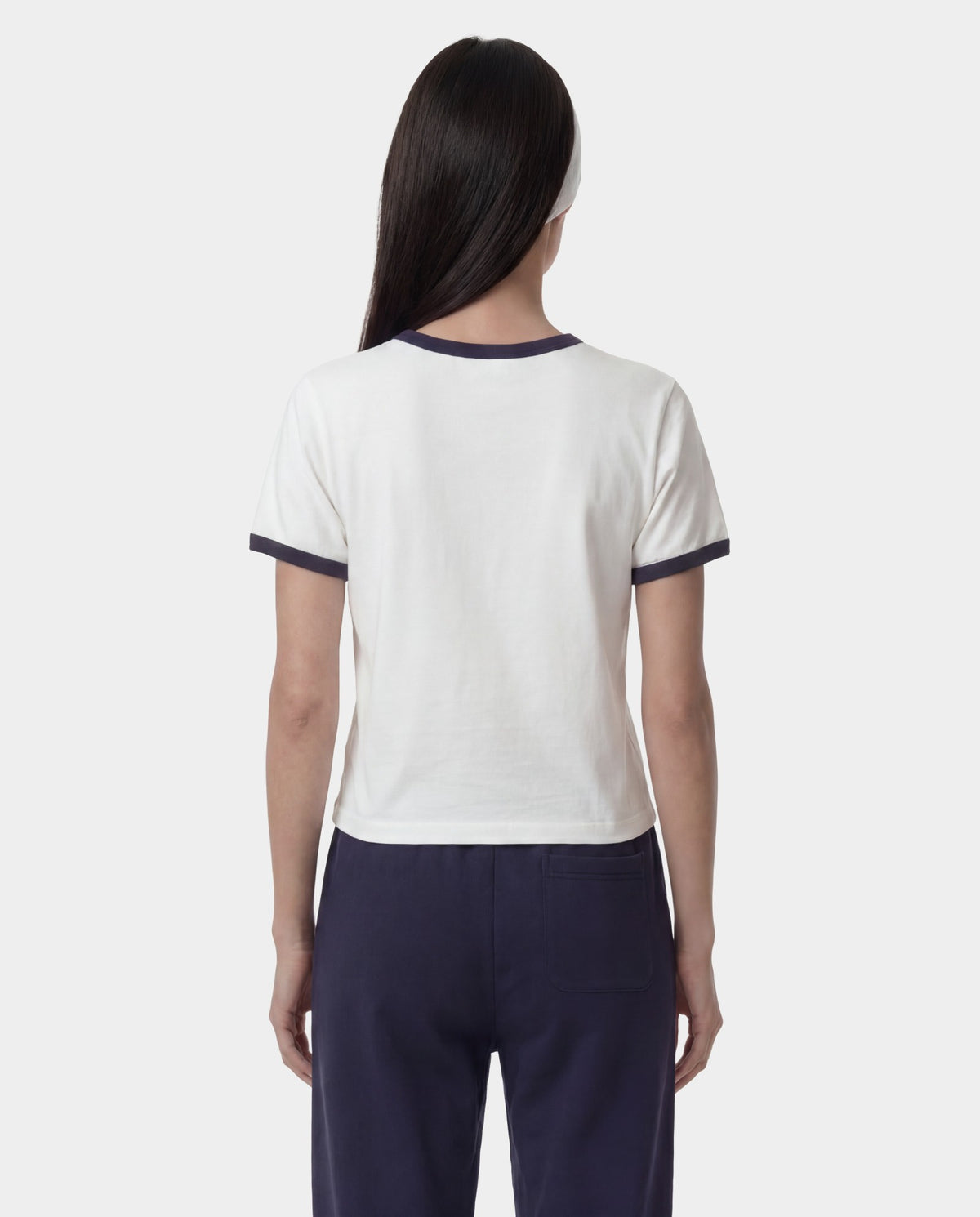 Sporty & Rich California Emblem Soft Ringer Tee - White/Dark Navy