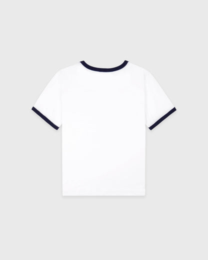 Sporty & Rich California Emblem Soft Ringer Tee - White/Dark Navy