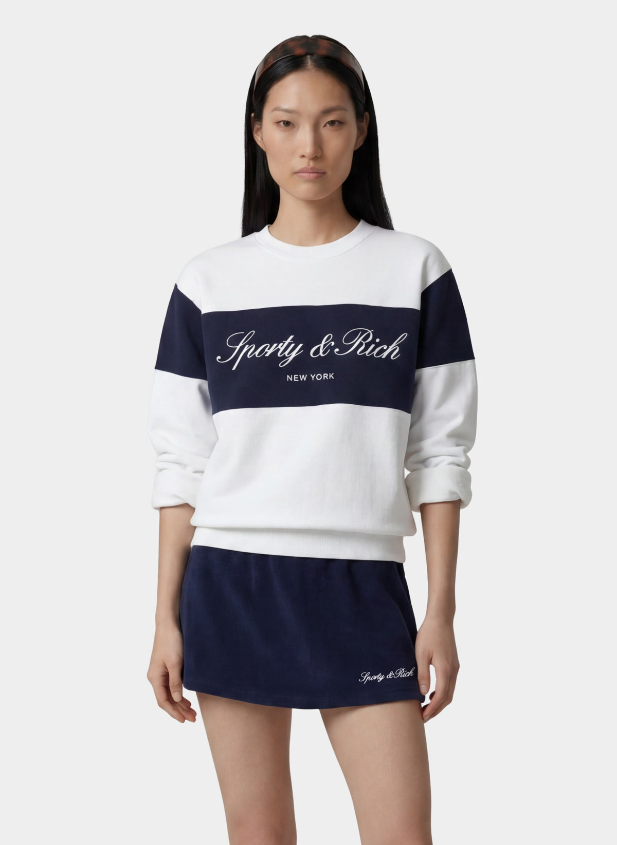 Sporty & Rich Signature Logo Block Crewneck - White