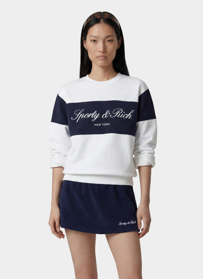 Sporty & Rich Signature Logo Block Crewneck - White