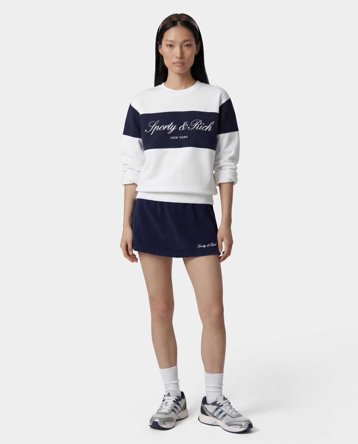 Sporty & Rich Signature Logo Block Crewneck - White