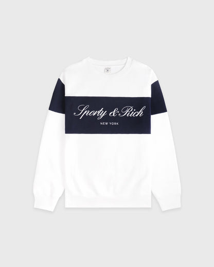 Sporty & Rich Signature Logo Block Crewneck - White
