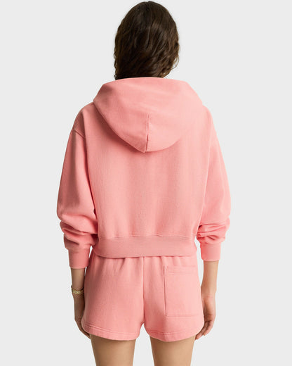 Sporty & Rich California Emblem Soft Cropped Hoodie - Carnation/White