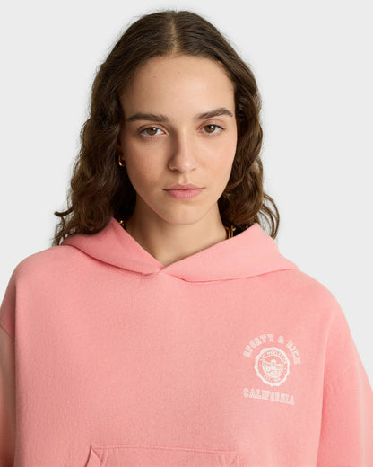 Sporty & Rich California Emblem Soft Cropped Hoodie - Carnation/White