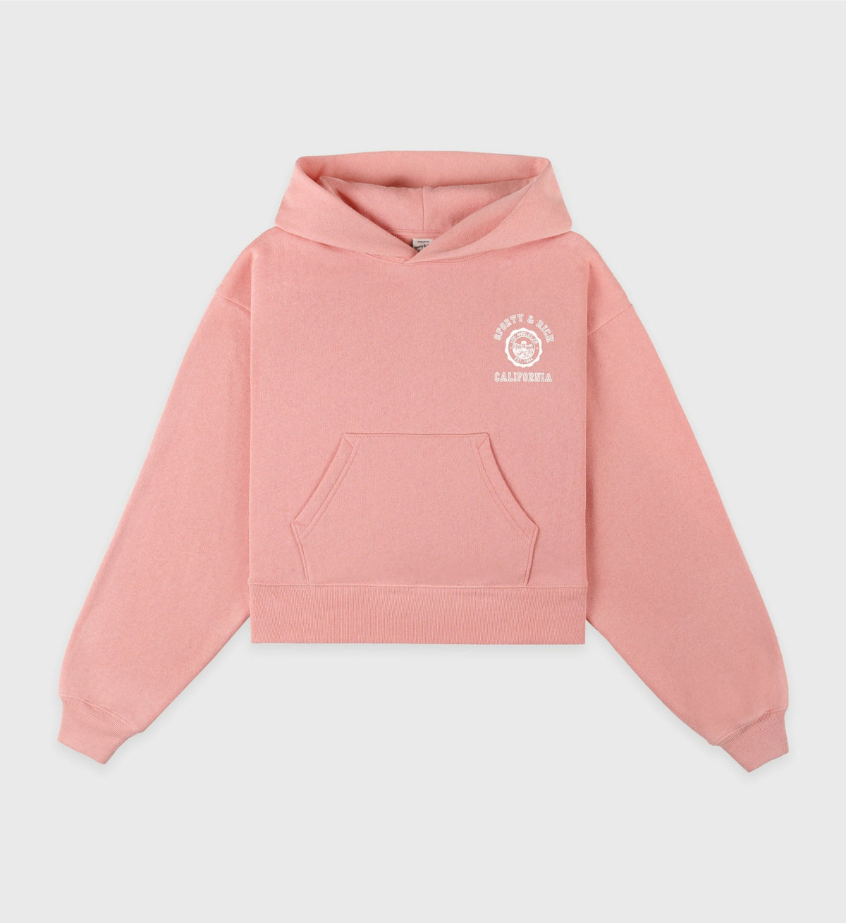 Sporty & Rich California Emblem Soft Cropped Hoodie - Carnation/White