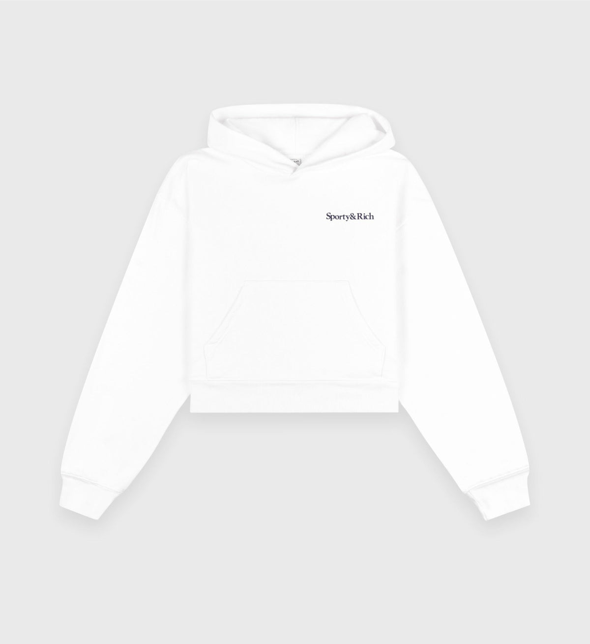 Sporty & Rich Health Is Wealth Soft Cropped Hoodie - White/Navy