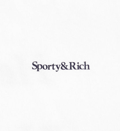 Sporty & Rich Health Is Wealth Soft Cropped Hoodie - White/Navy