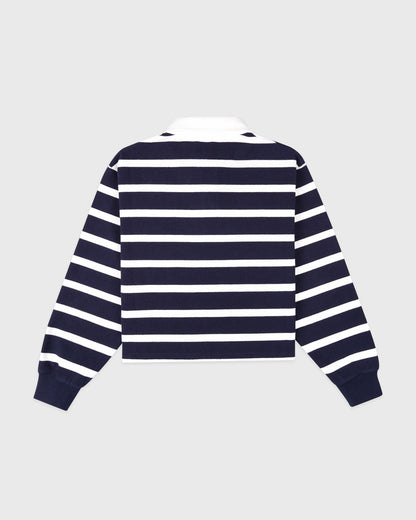 Sporty & Rich Yale Crest Rugby Polo - Navy/White