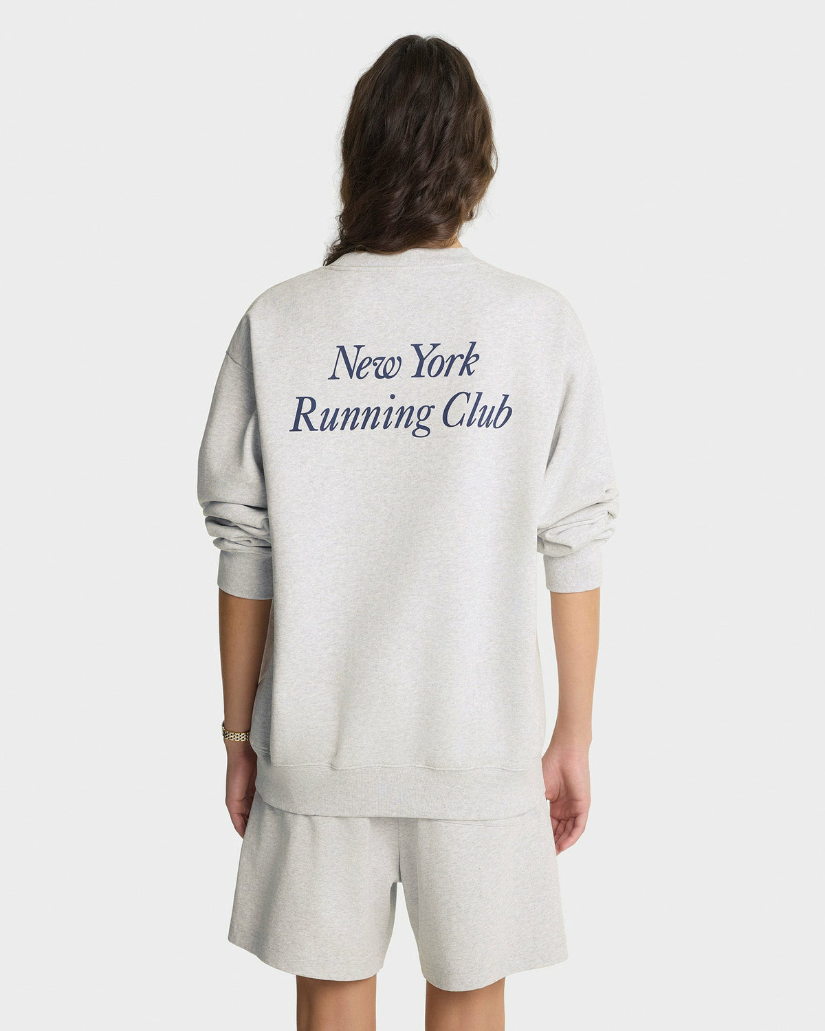 Sporty & Rich Run Club Crewneck - Heather Gray/Navy