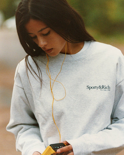 Sporty & Rich Run Club Crewneck - Heather Gray/Navy