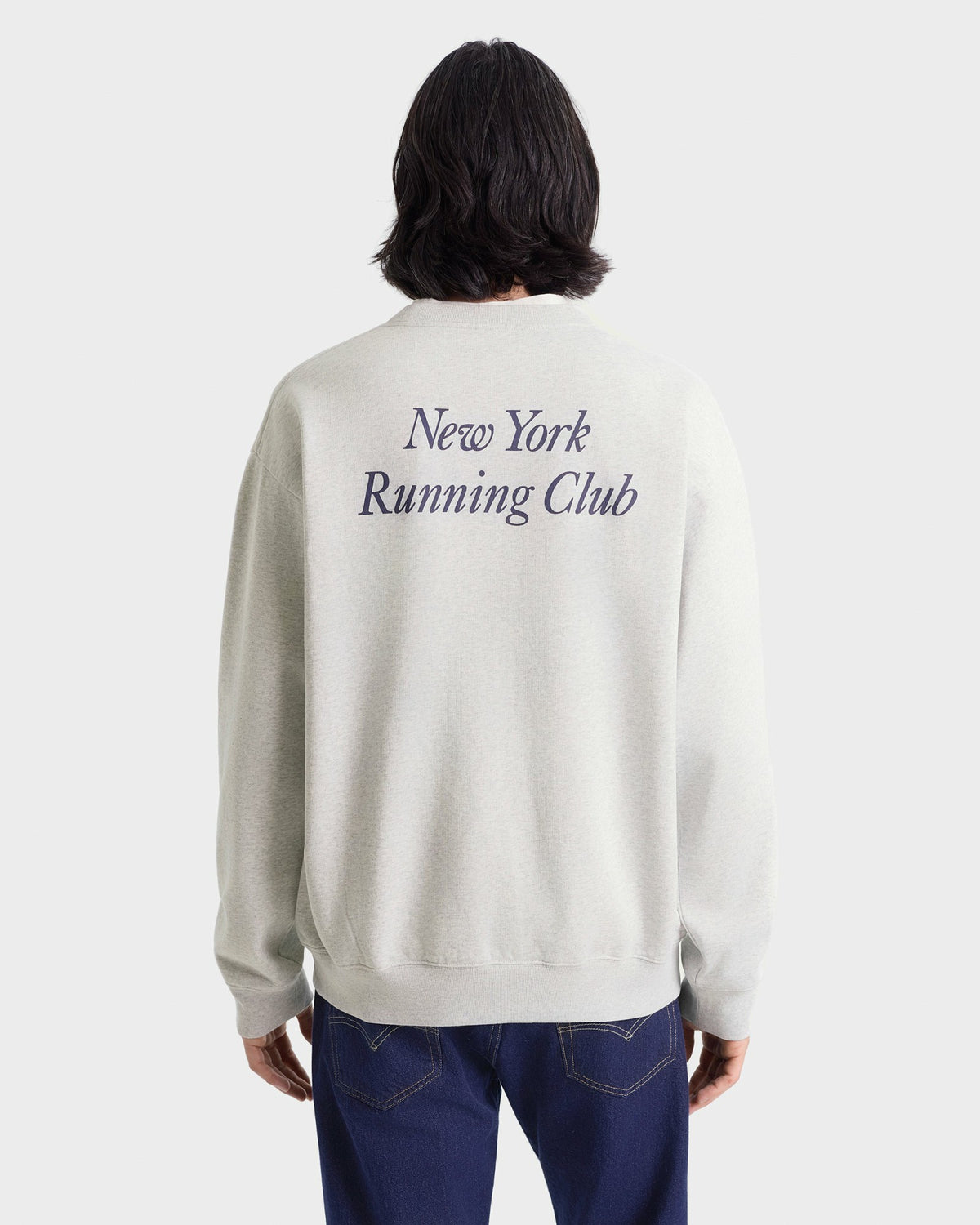 Sporty & Rich Run Club Crewneck - Heather Gray/Navy