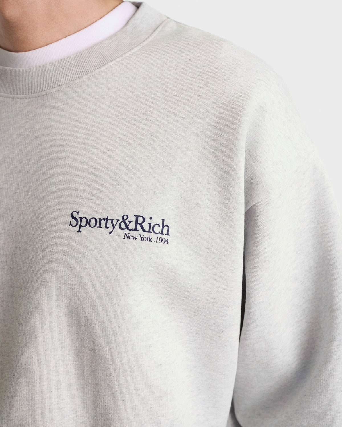 Sporty & Rich Run Club Crewneck - Heather Gray/Navy