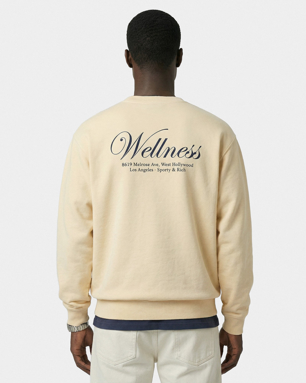 Sporty & Rich Avenue Crewneck - Almond/Navy