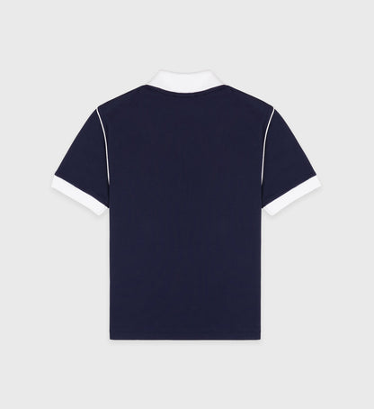 Sporty & Rich Crown 70s Pique Polo - Navy/White