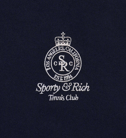 Sporty & Rich Crown 70s Pique Polo - Navy/White