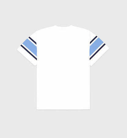 Sporty & Rich Wellness 94 Rugby Tee - White/Flax blue/Navy