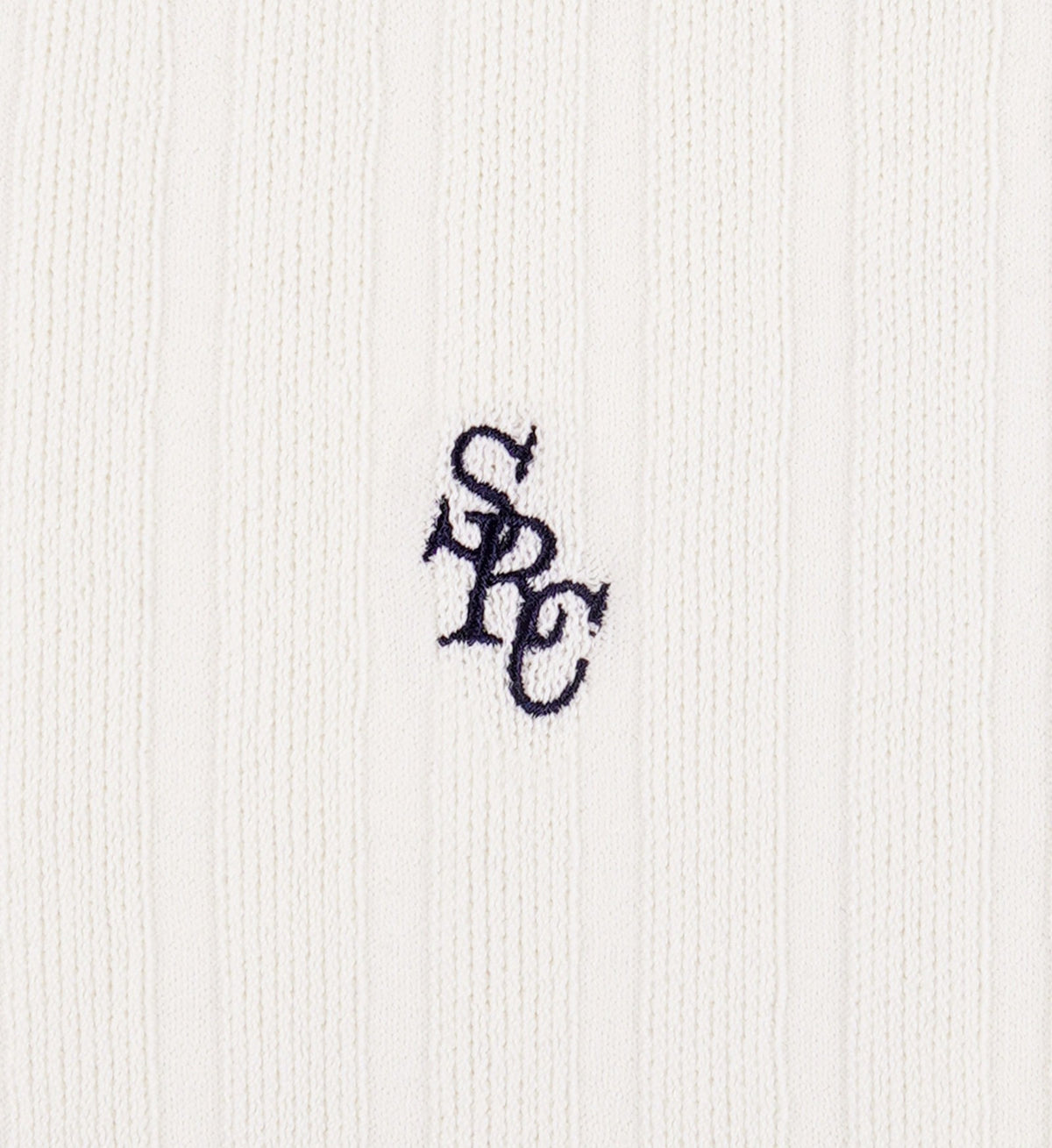 Sporty & Rich SRC Ribbed Polo - Ecru/Navy
