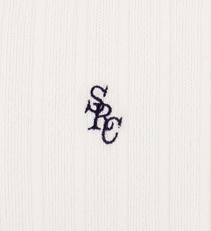 Sporty & Rich SRC Ribbed Polo - Ecru/Navy