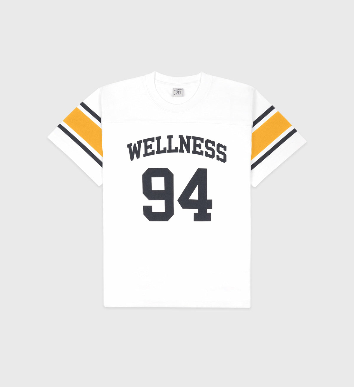Sporty & Rich Wellness 94 Rugby Tee - White/Faded Gold/Faded Black