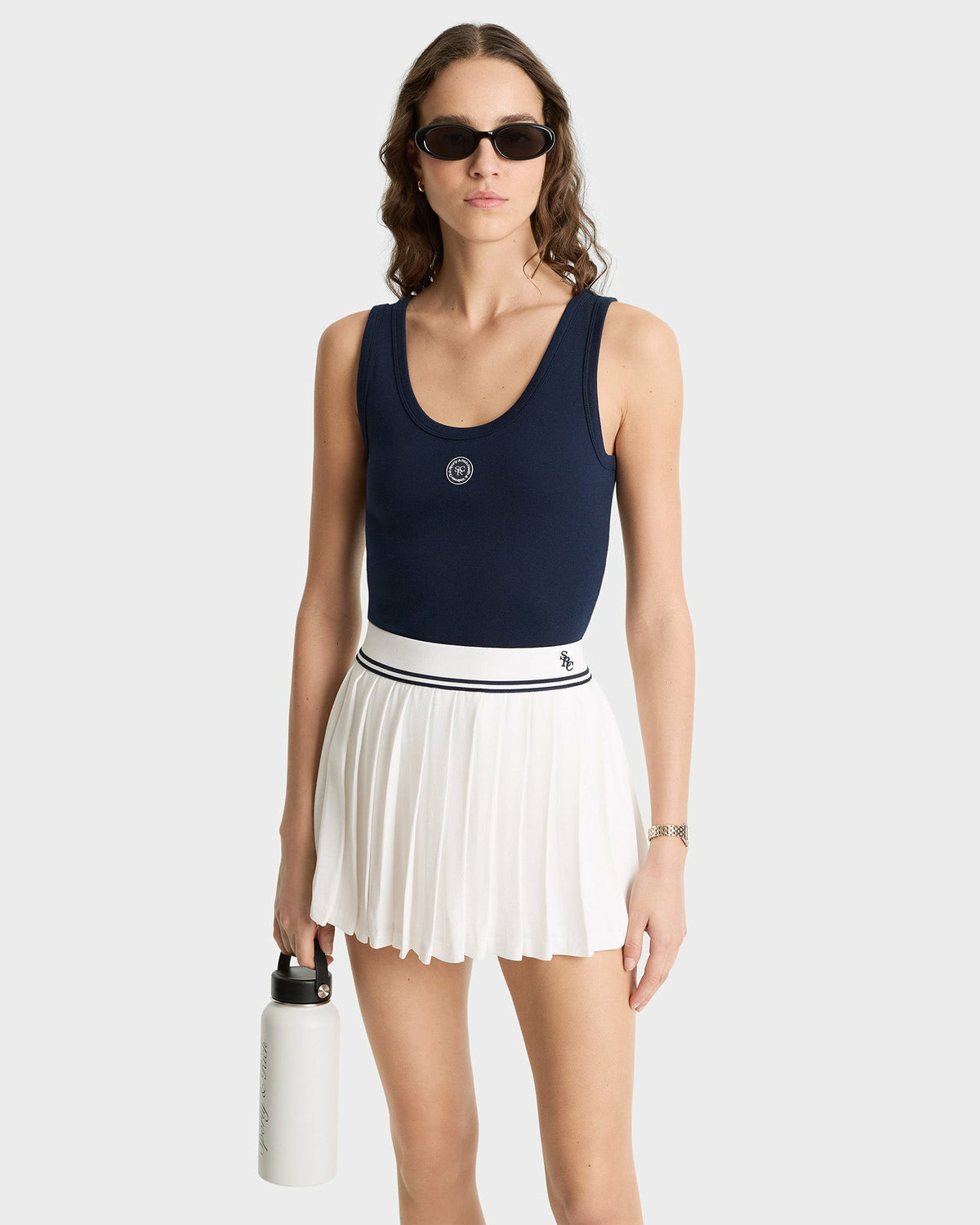 Sporty & Rich SRHWC Baby Rib Tank - Navy/White