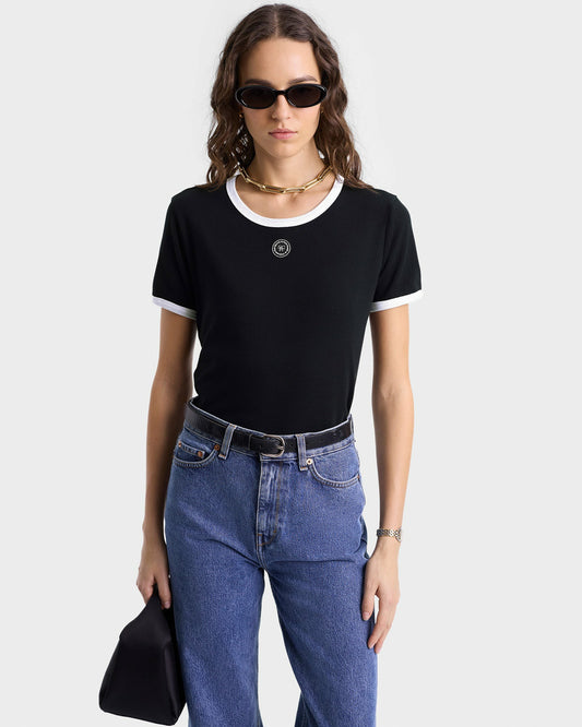 Sporty & Rich SRHWC Ringer Tee - Black/White