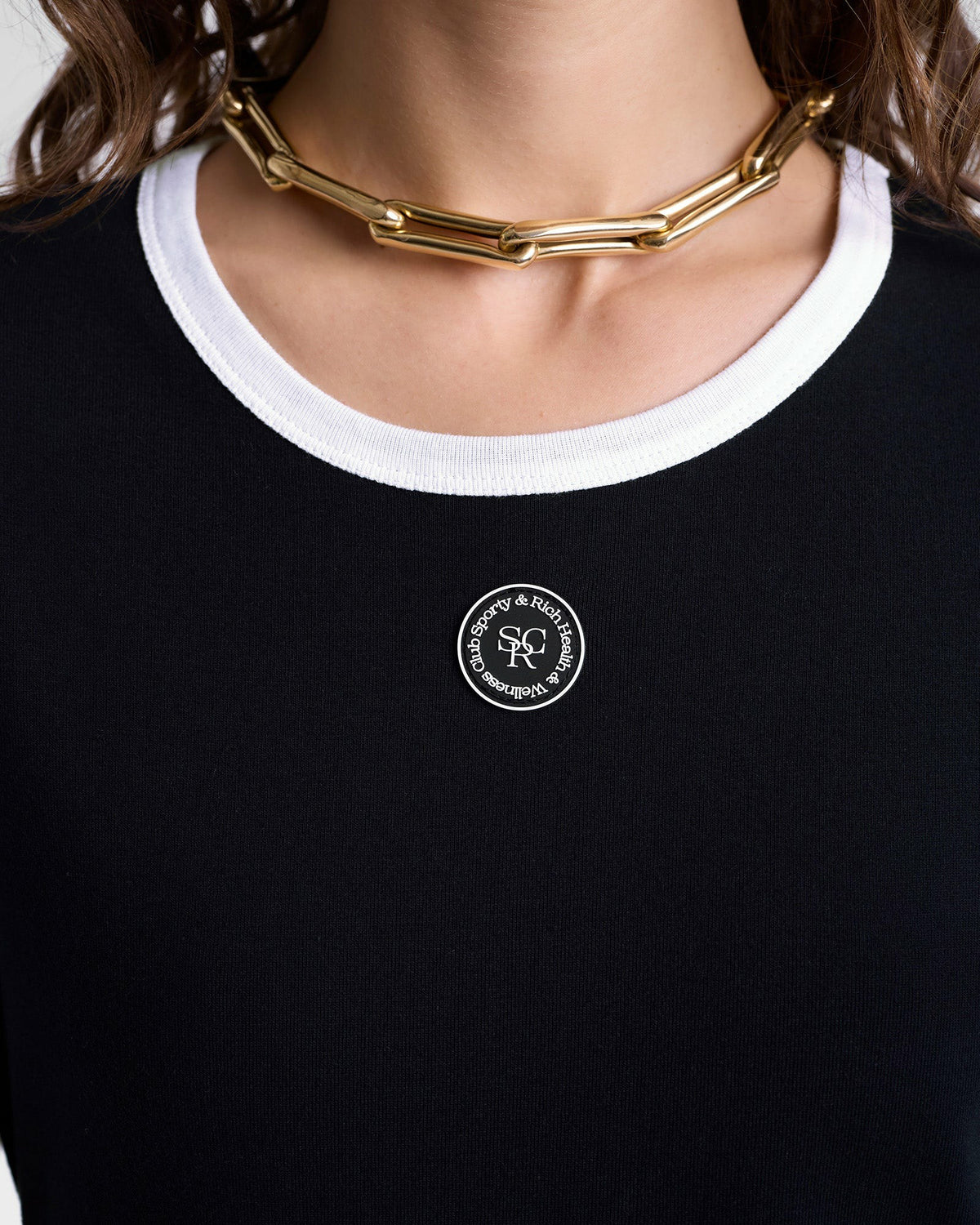 Sporty & Rich SRHWC Ringer Tee - Black/White