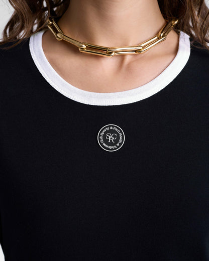 Sporty & Rich SRHWC Ringer Tee - Black/White