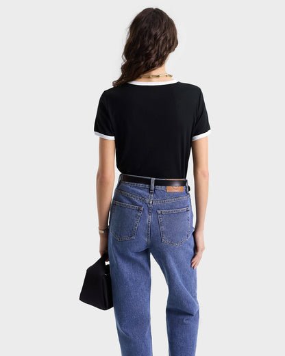 Sporty & Rich SRHWC Ringer Tee - Black/White