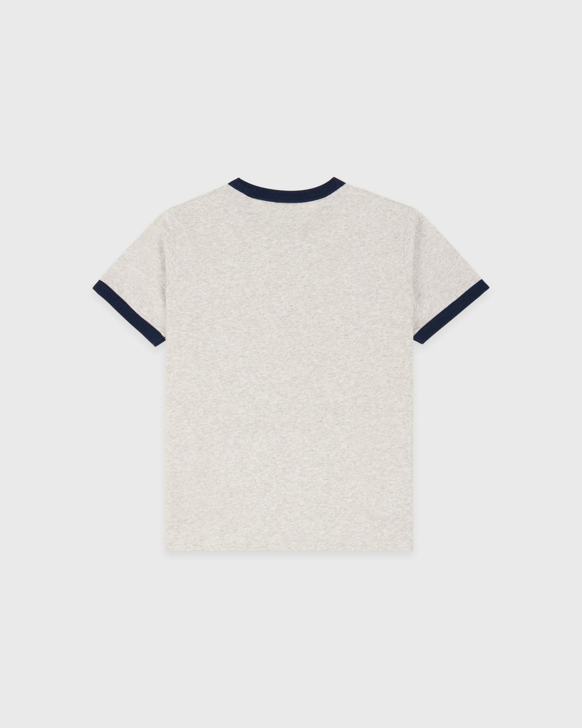 Sporty & Rich BH Crest Soft Ringer Tee - Heather Gray/Navy