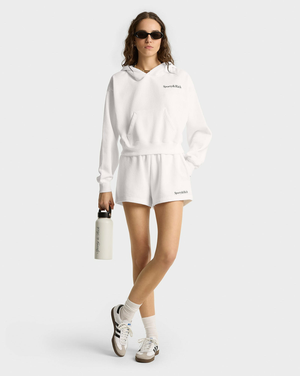 Sporty & Rich Serif Logo Soft Disco Short - White/Navy