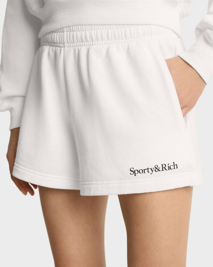Sporty & Rich Serif Logo Soft Disco Short - White/Navy