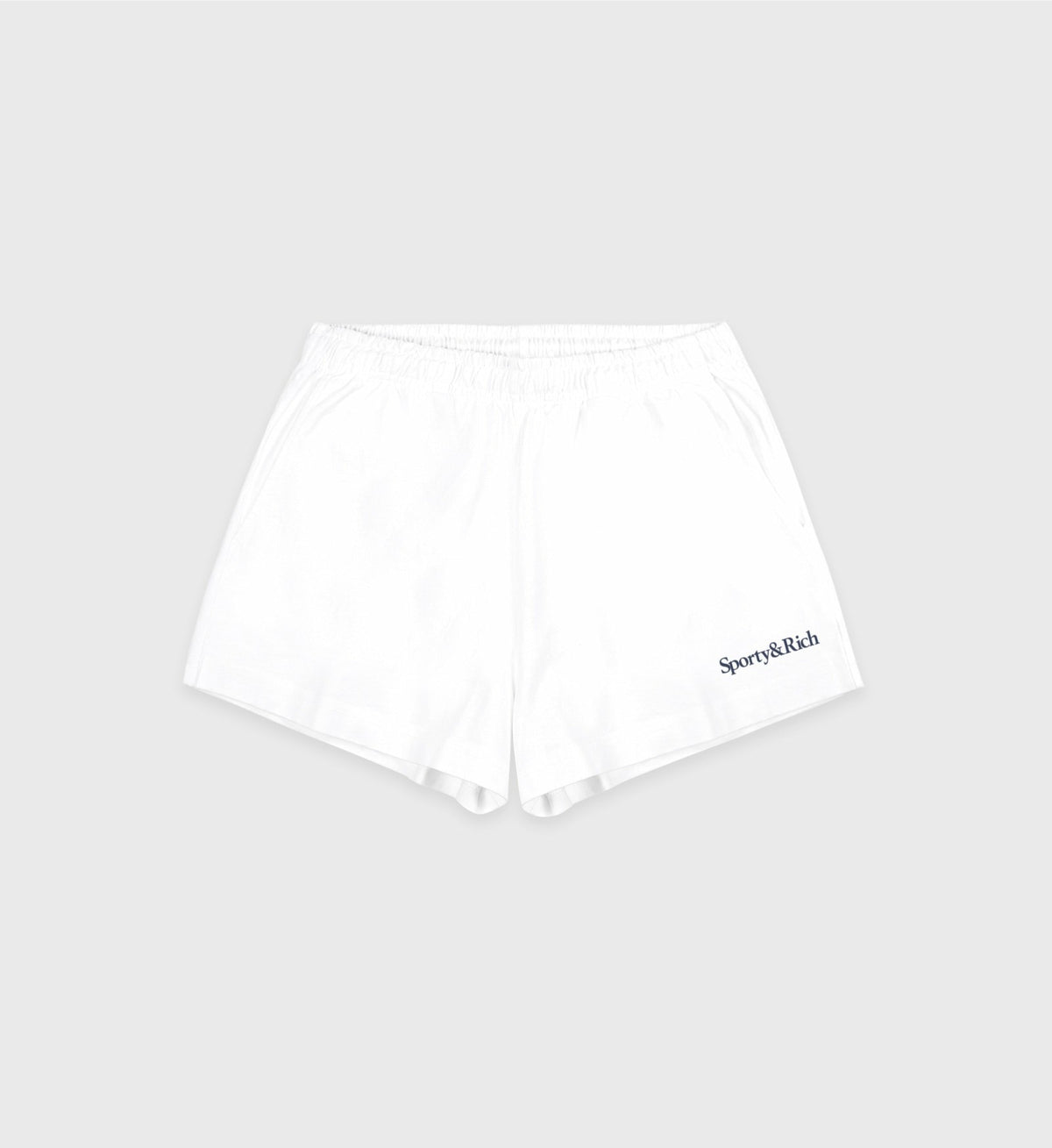 Sporty & Rich Serif Logo Soft Disco Short - White/Navy