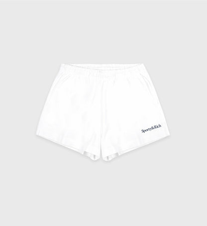 Sporty & Rich Serif Logo Soft Disco Short - White/Navy
