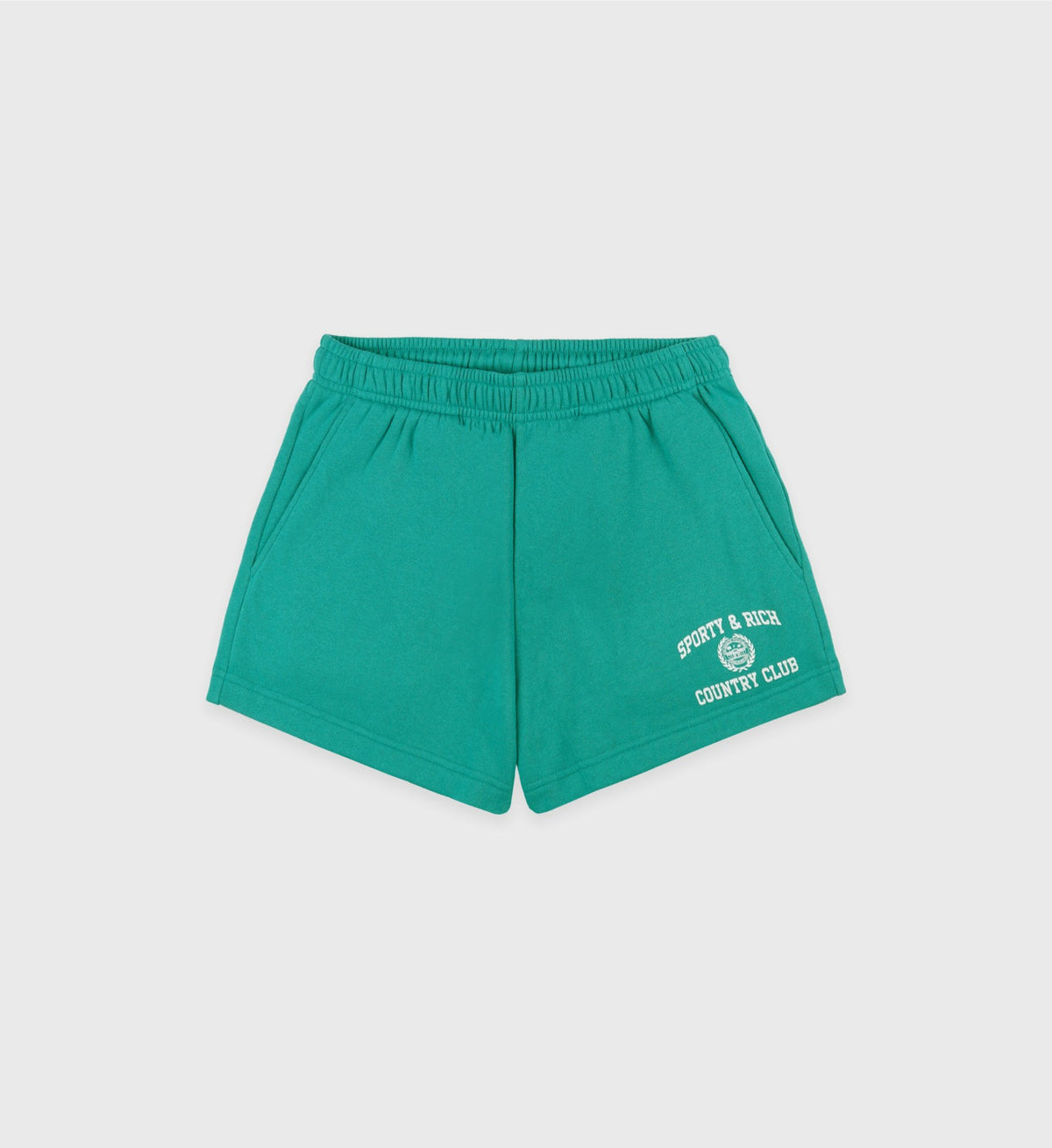 Sporty & Rich Varsity Crest Soft Disco Short - Spring Green/White