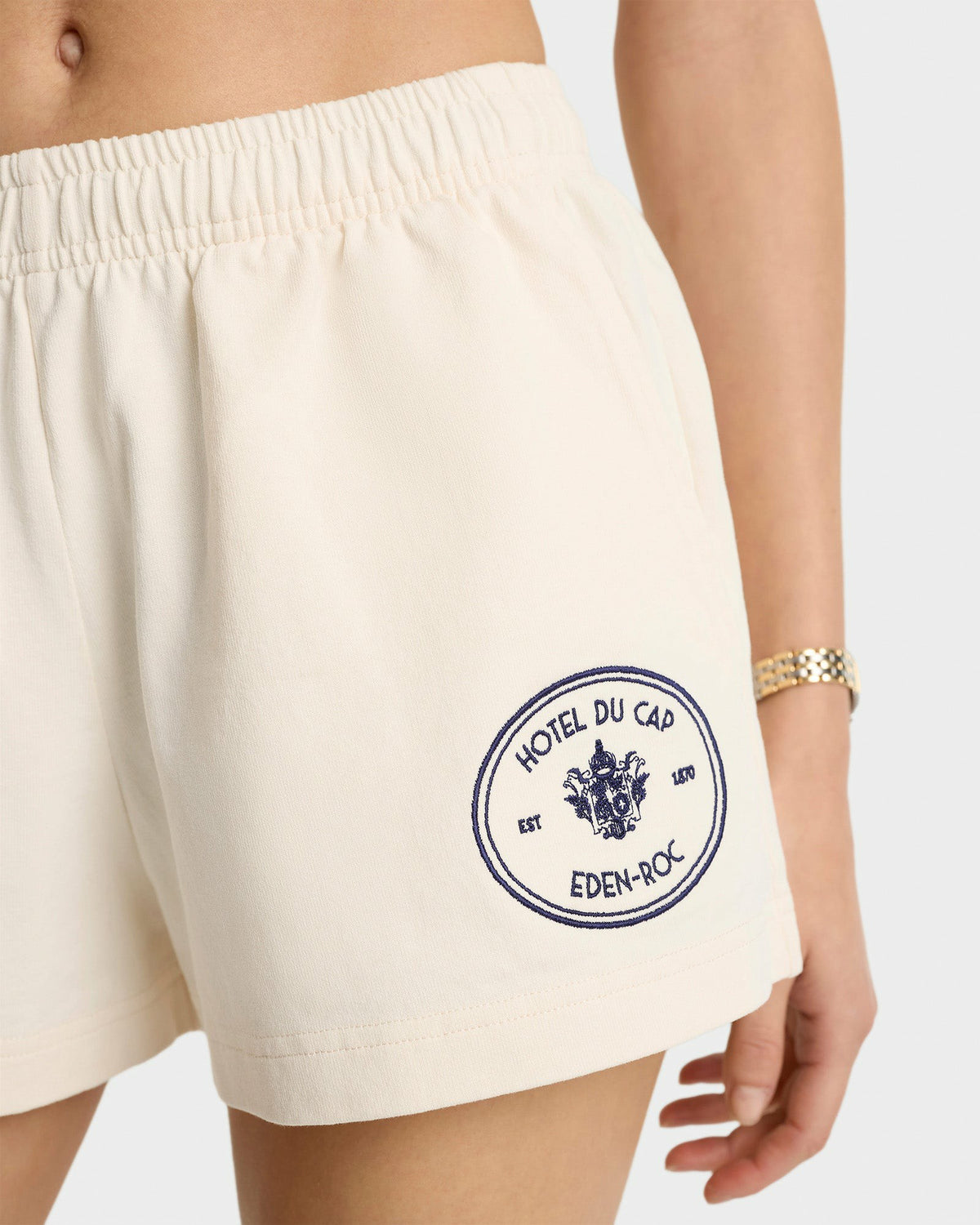 Sporty & Rich Eden Crest Disco Short - Cream/Navy