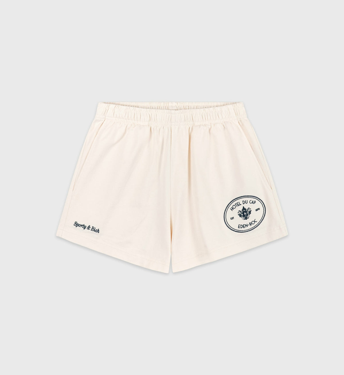 Sporty & Rich Eden Crest Disco Short - Cream/Navy