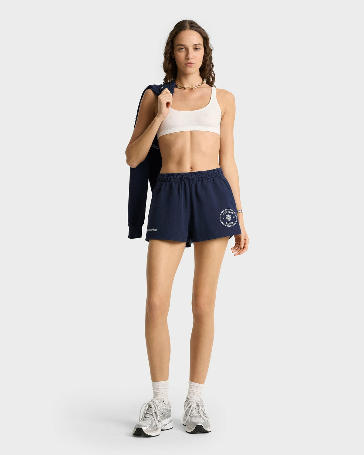 Sporty & Rich Eden Crest Disco Short - Navy/White