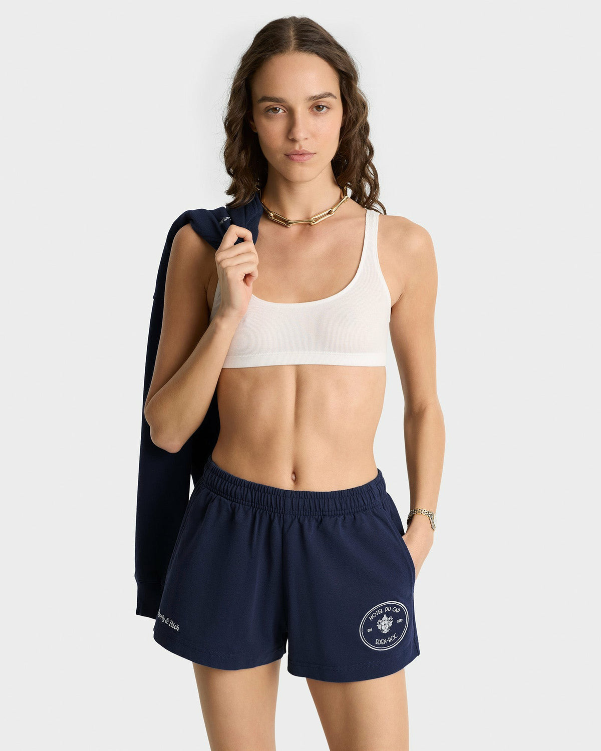 Sporty & Rich Eden Crest Disco Short - Navy/White