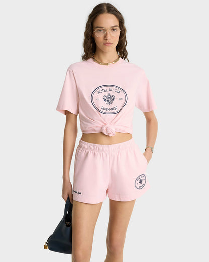 Sporty & Rich Eden Crest Disco Short - Pink Dolphin/Navy