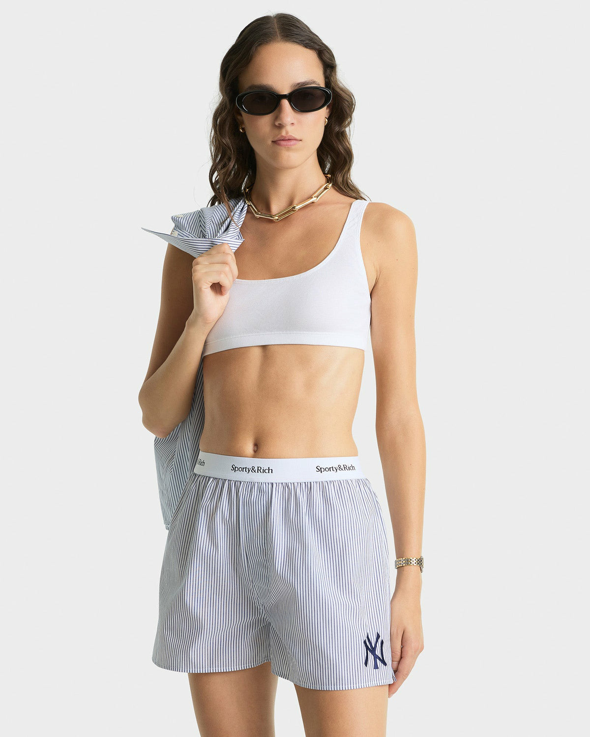 Sporty & Rich Yankees Serif Boxer Short - Navy Striped