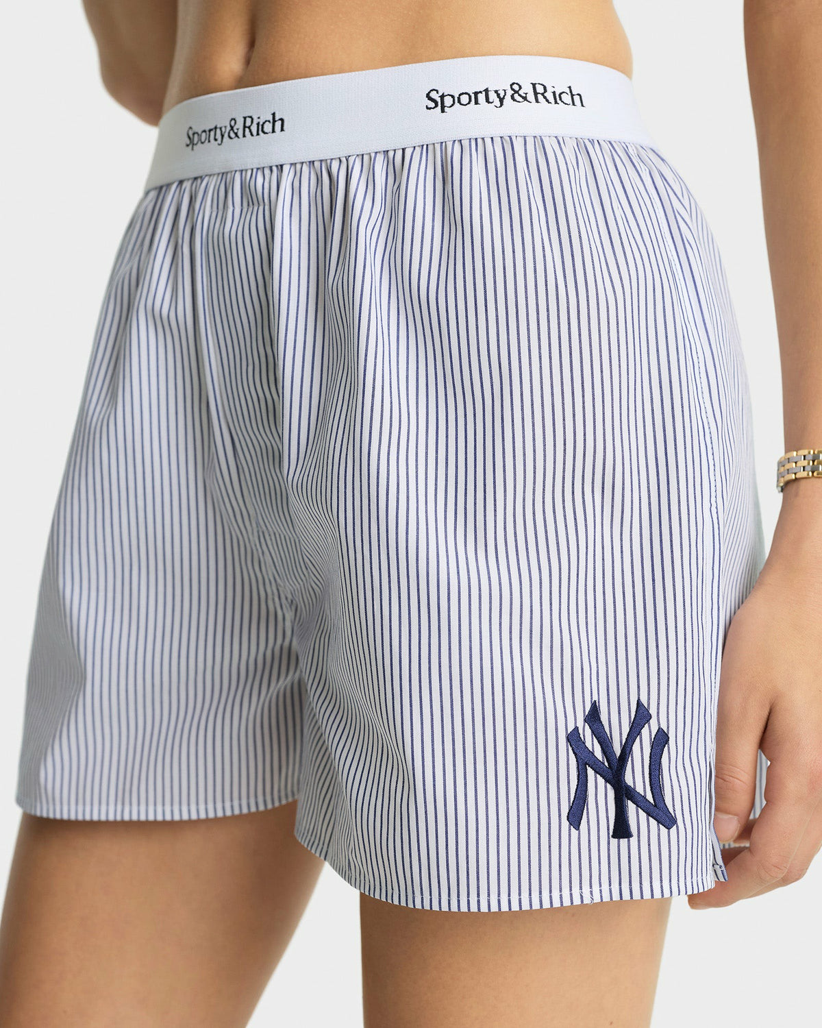 Sporty & Rich Yankees Serif Boxer Short - Navy Striped