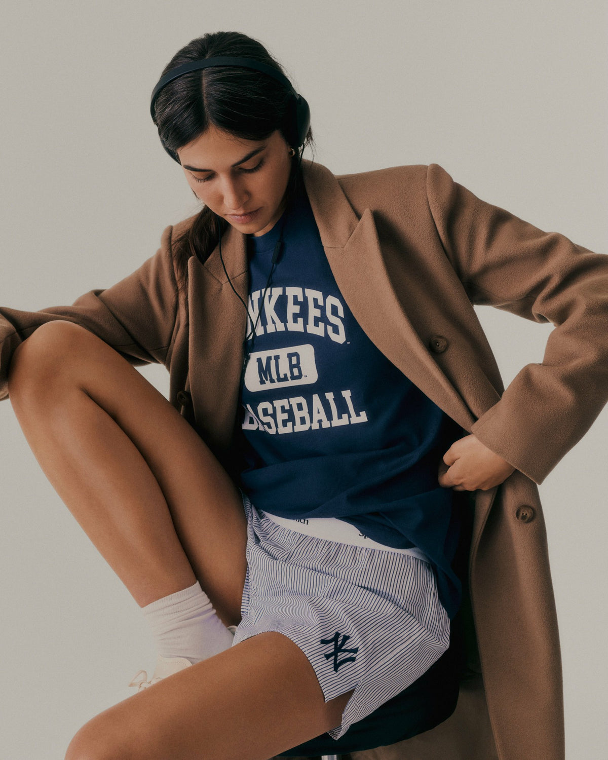 Sporty & Rich Yankees Serif Boxer Short - Navy Striped